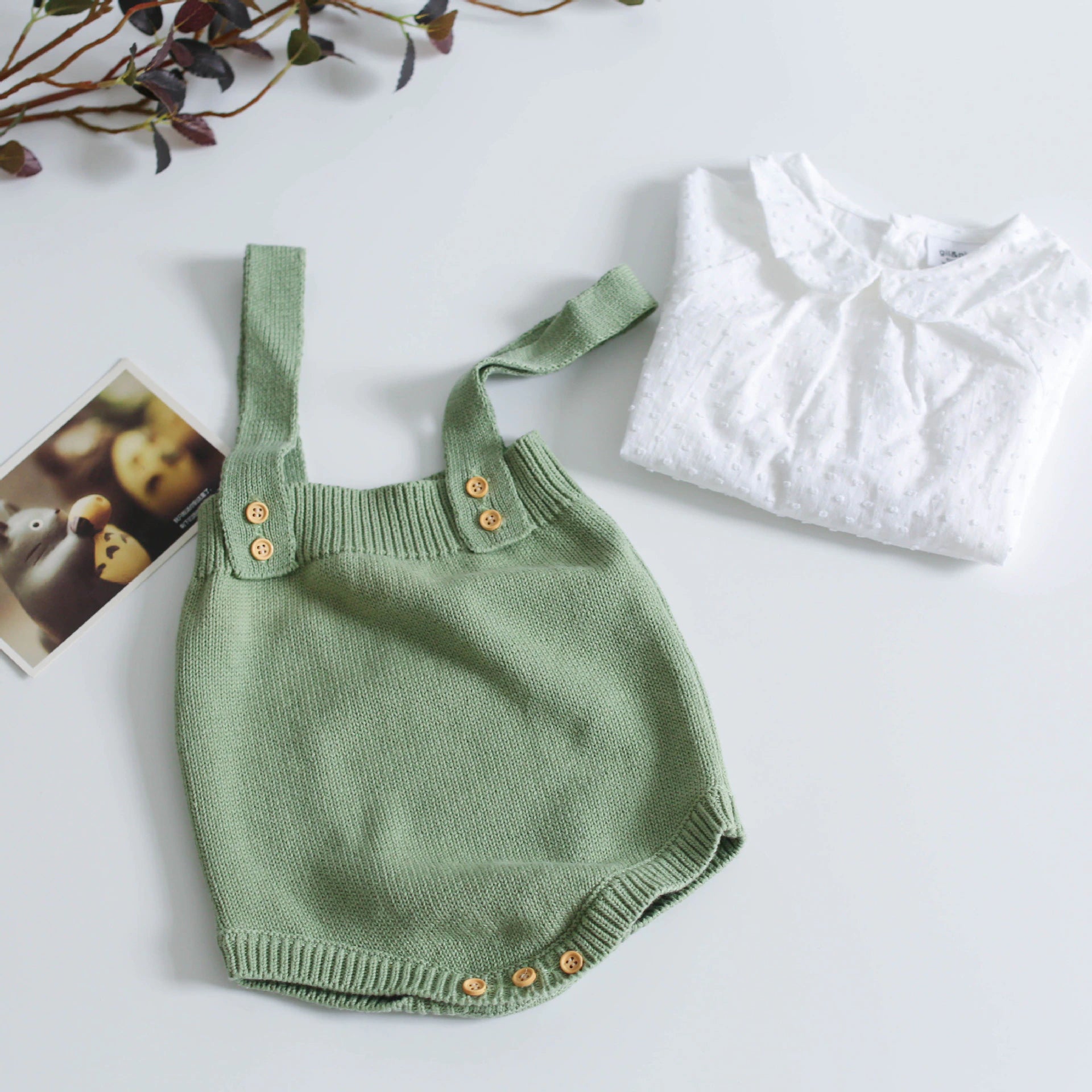 Knitted Sleeveless Overalls & Shirt & Pants