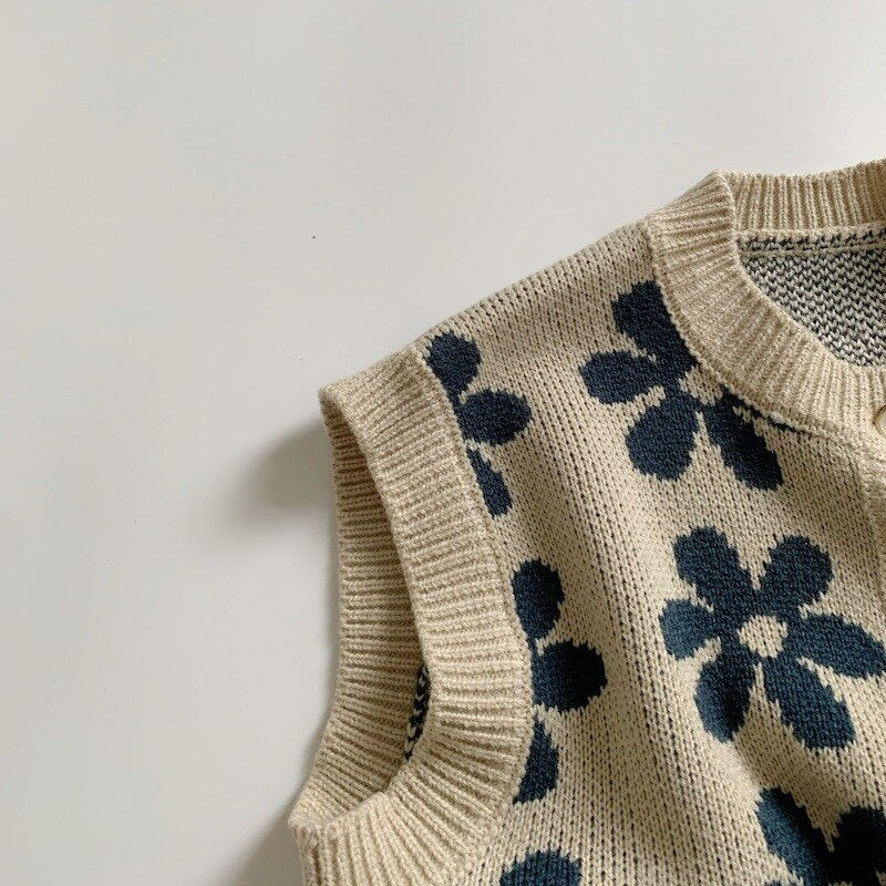 Vintage Flower Knit Vest