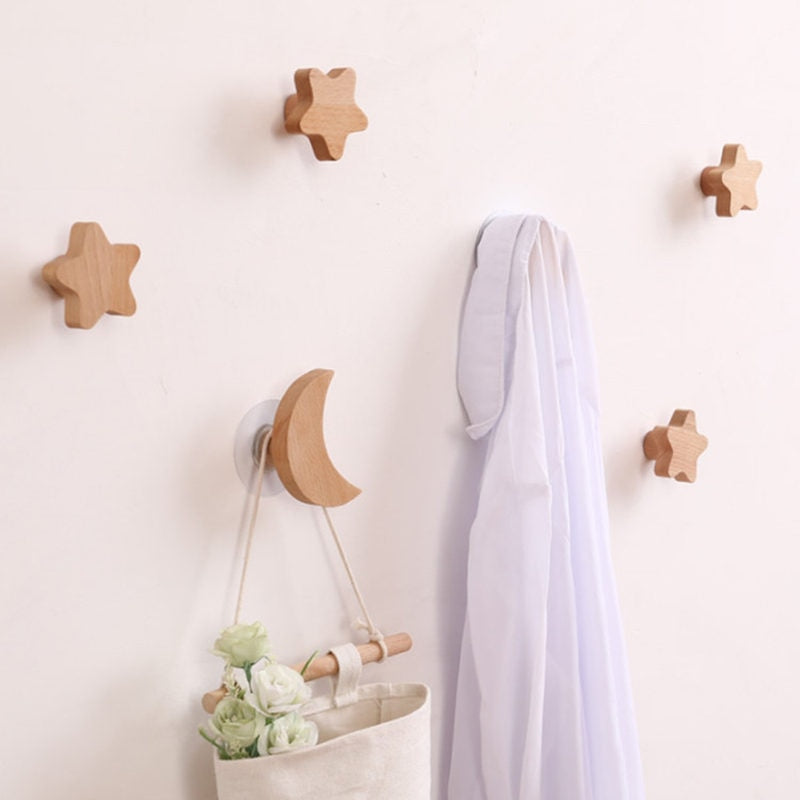 Moon/Cloud/Star Modern Wood Wall Hooks