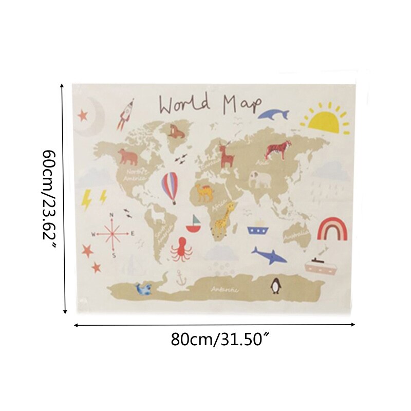 Nordic Educational Wall Hanging World Map