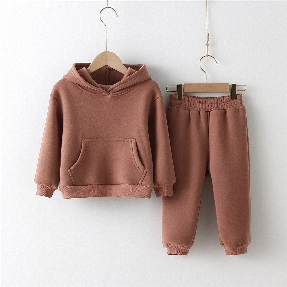 Solid Color Hoodie And Pants Set