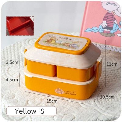 Cartoon Stickers Double Layers Lunch Box