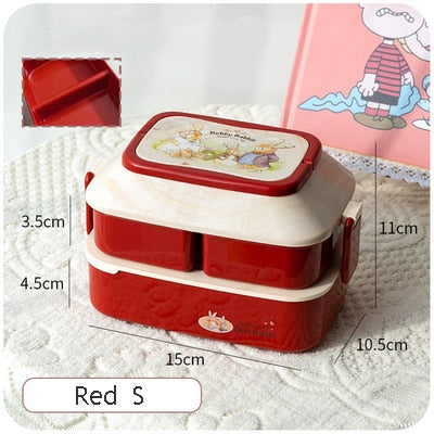 Cartoon Stickers Double Layers Lunch Box