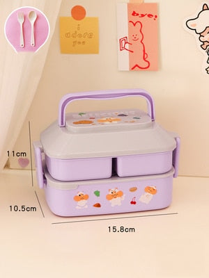 Cartoon Stickers Double Layers Lunch Box