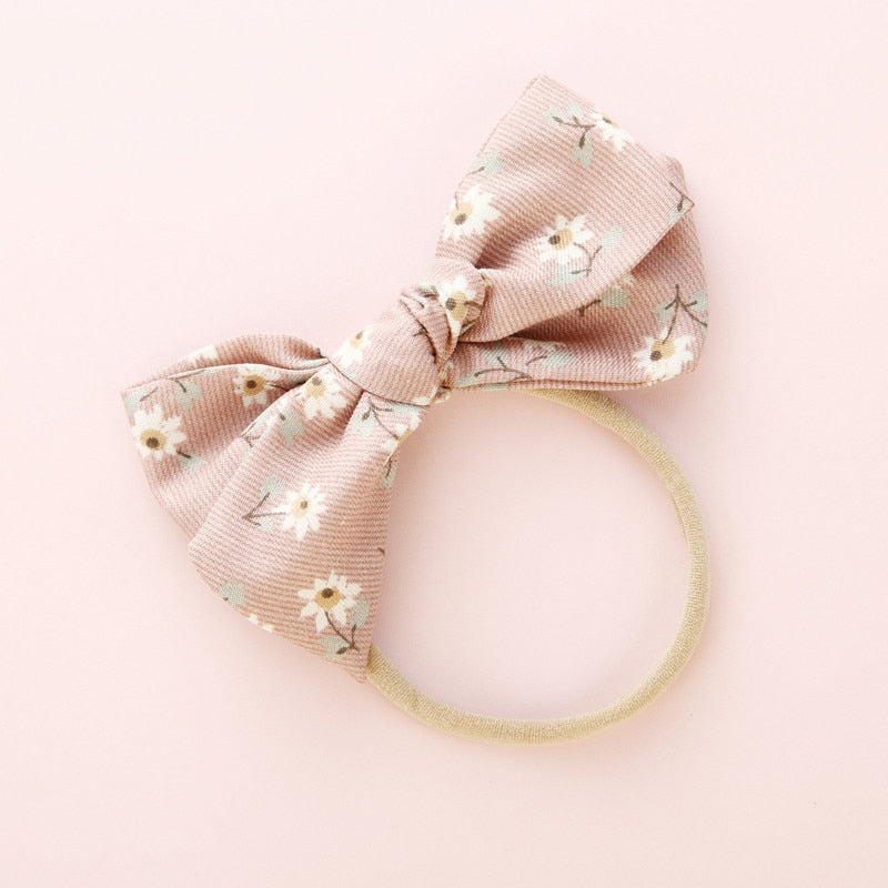 Elastic Flower Print Bowknot Headband