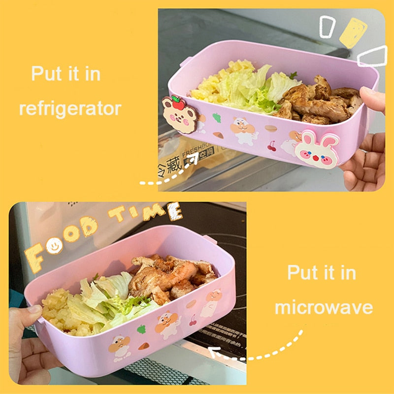 Cartoon Stickers Double Layers Lunch Box