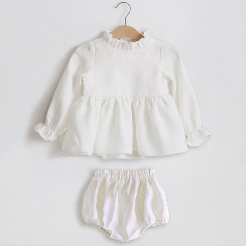 Vintage Linen Blouse & Shorts