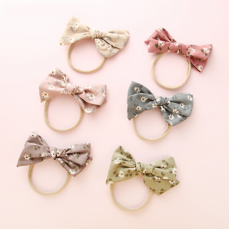 Elastic Flower Print Bowknot Headband