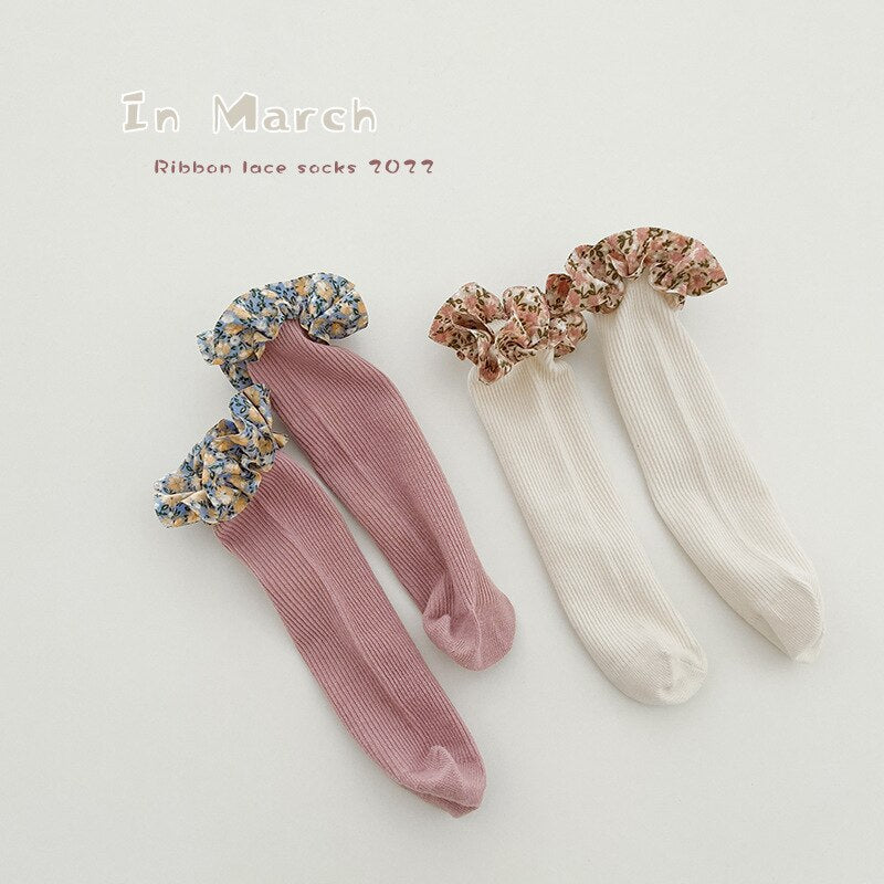2 Pairs Candy Colored Lace Loop Mesh Socks