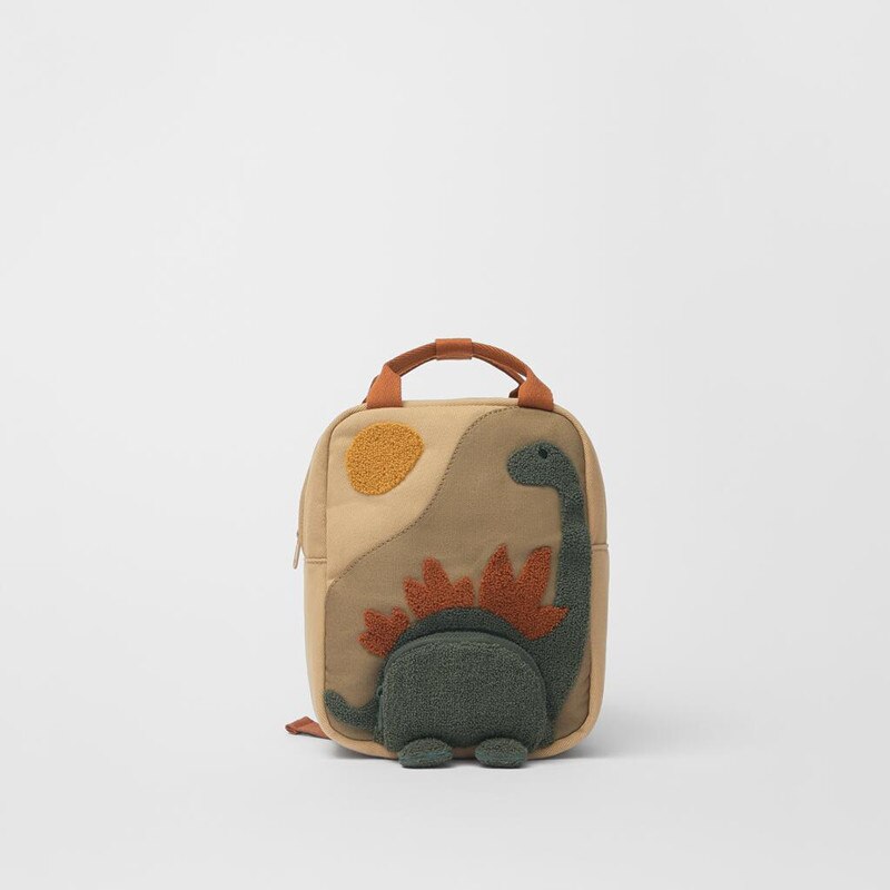 Sun & Long Neck Dinosaur Embroidered Backpack