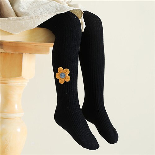 Striped Solid Knitted Floral Pantyhose