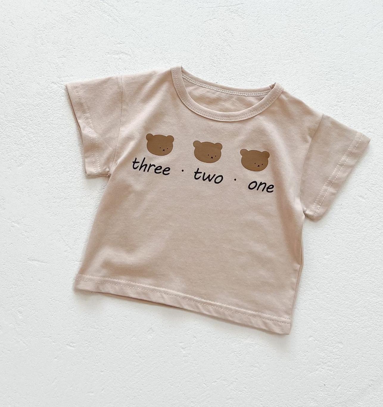 Bear/Dot Print Short Sleeve Overall & T-Shirt Set