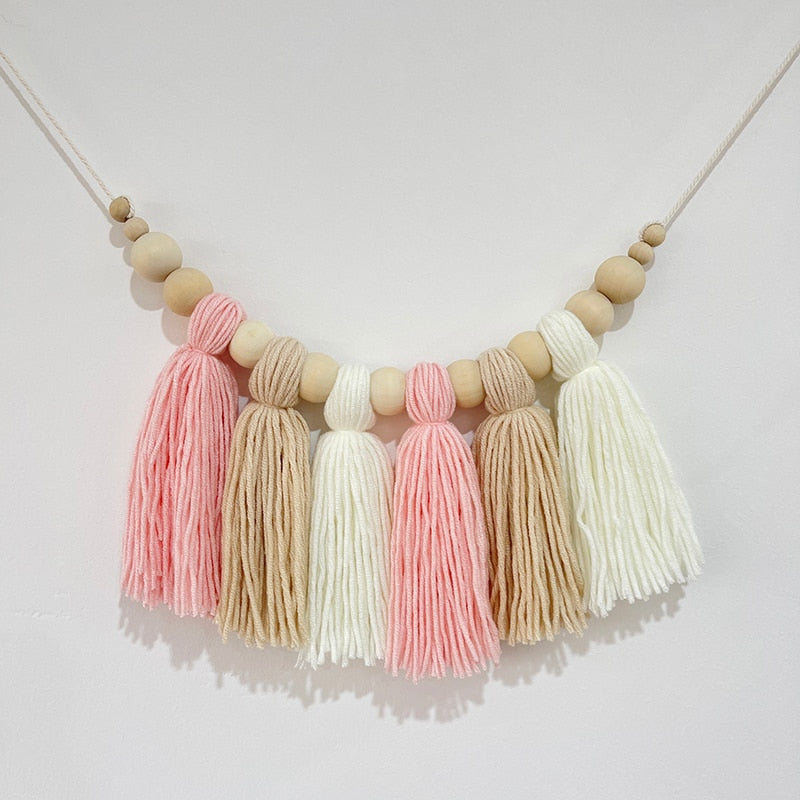 Boho Tassel Wooden Beads Hanging Pendant