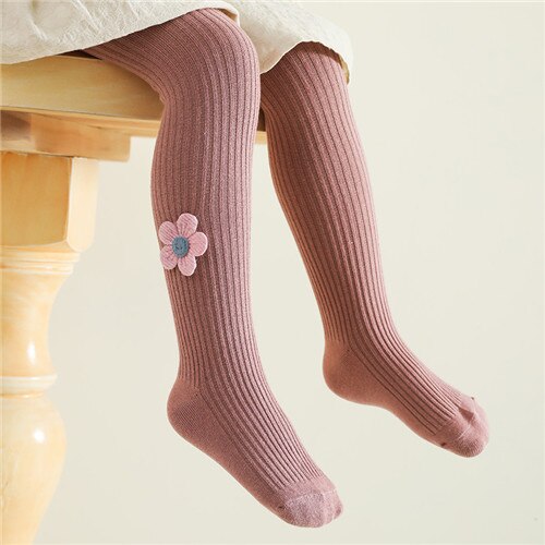 Striped Solid Knitted Floral Pantyhose