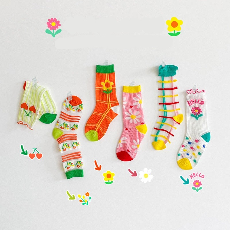 3 Pairs Thin Colorful Socks