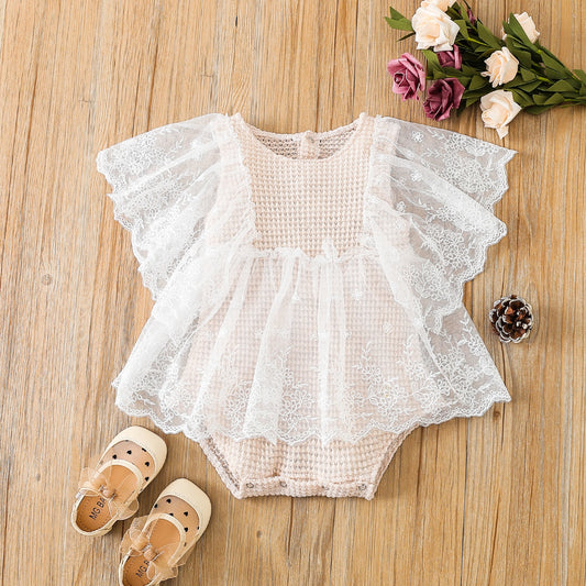 Lace Floral Ruffle Romper