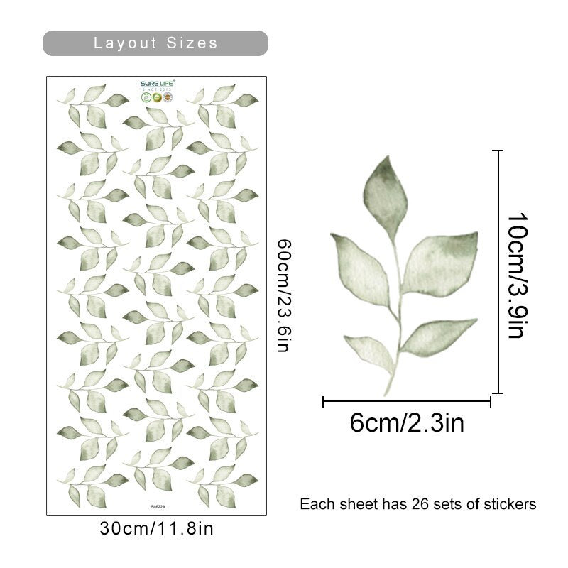 Leaves, Herbs, Field And Flowers Watercolor Wall Sticker