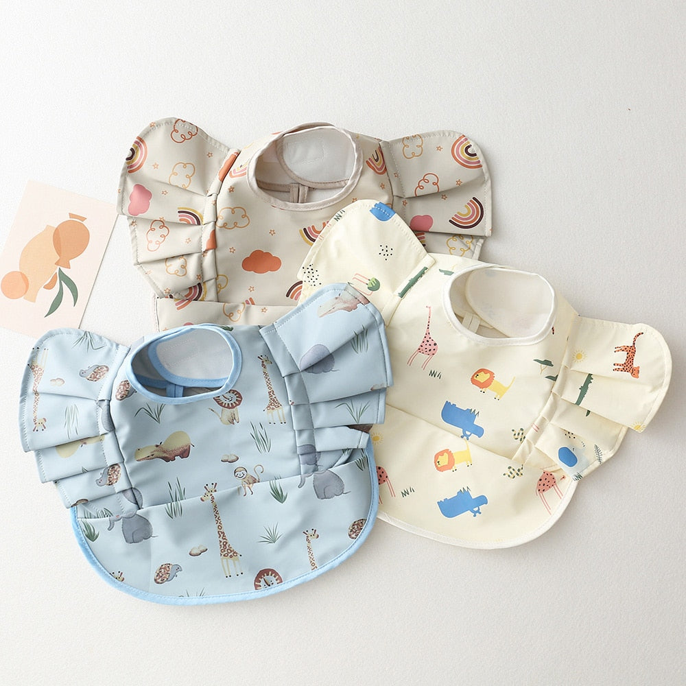 Ruffle Waterproof Cartoon Print Bibs