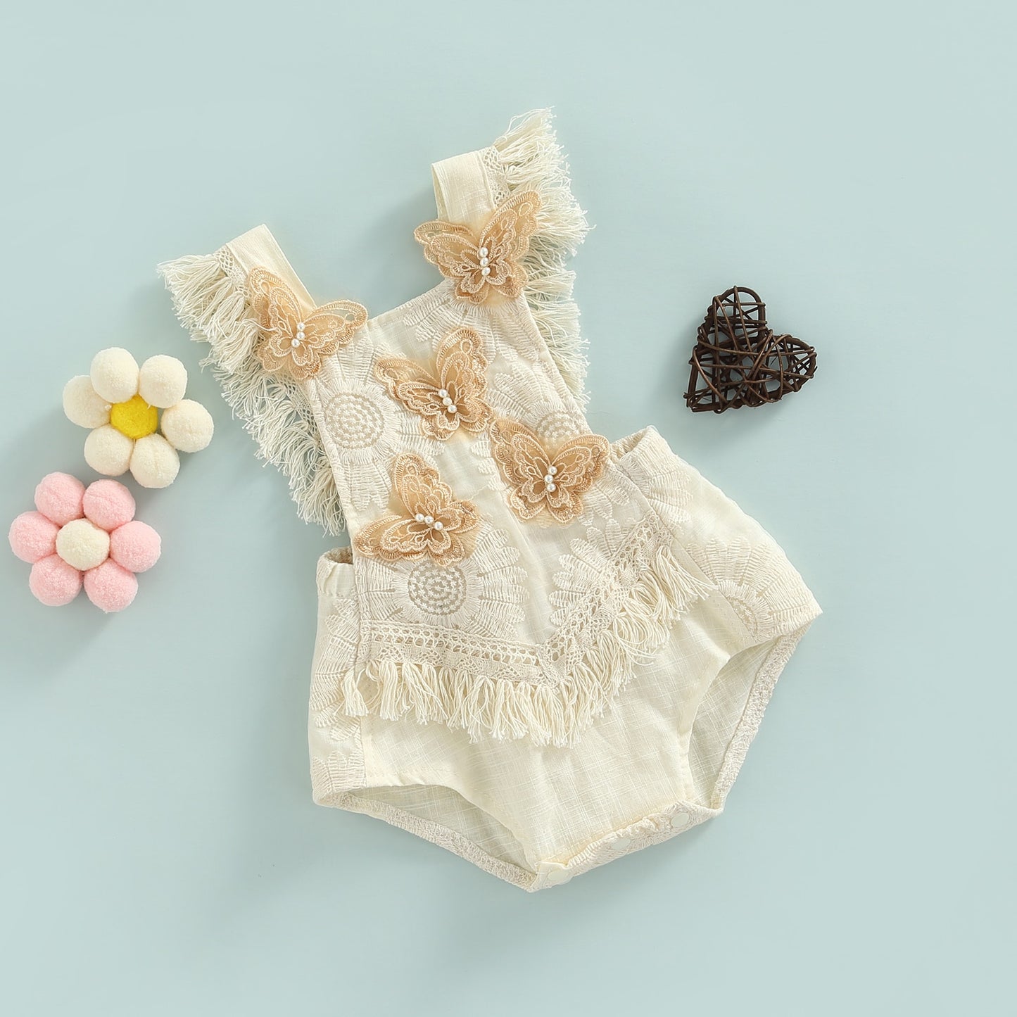 Sleeveless Lace Butterfly Romper