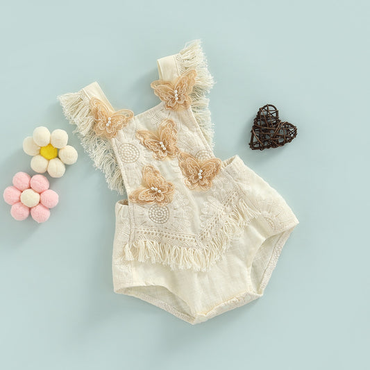 Sleeveless Lace Butterfly Romper