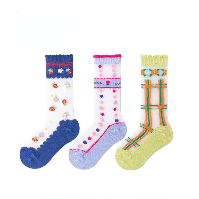 3 Pairs Flower Pattern Socks