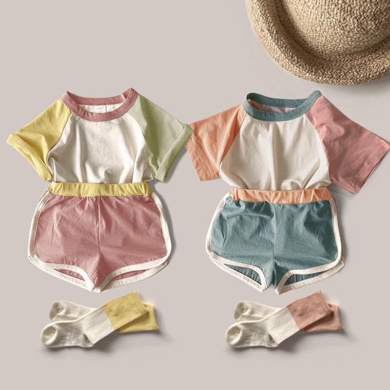 Pastel Colorblock Shorts Set