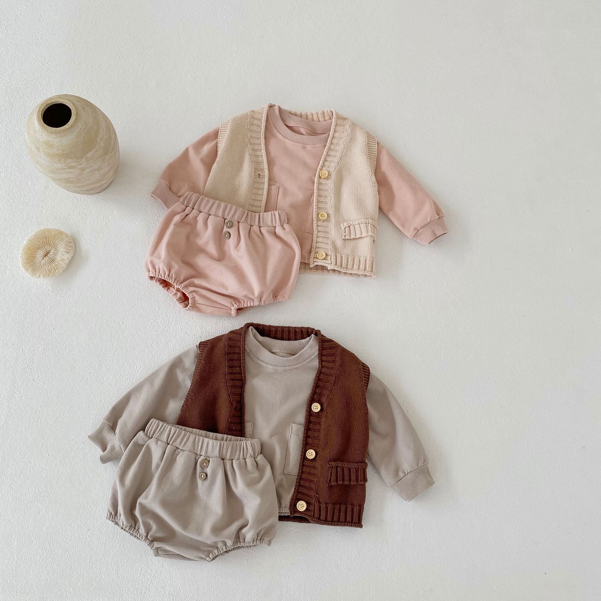 Sweatshirt With Pocket And Shorts Set