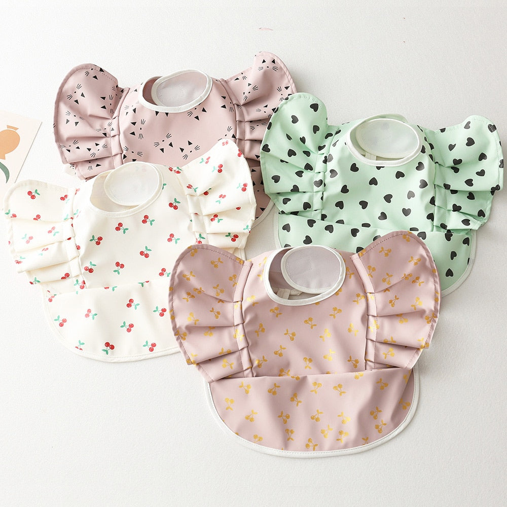 Ruffle Waterproof Cartoon Print Bibs