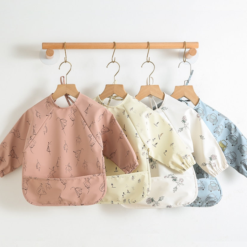 Long Sleeves Waterproof Pattern Print Bibs