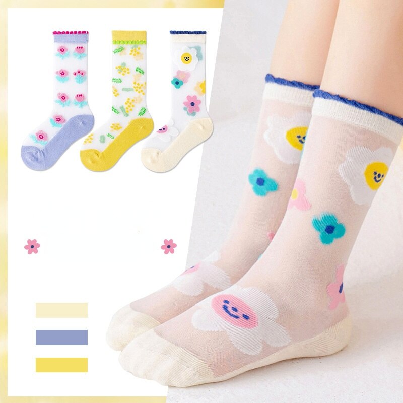 3 Pairs Flower Pattern Socks