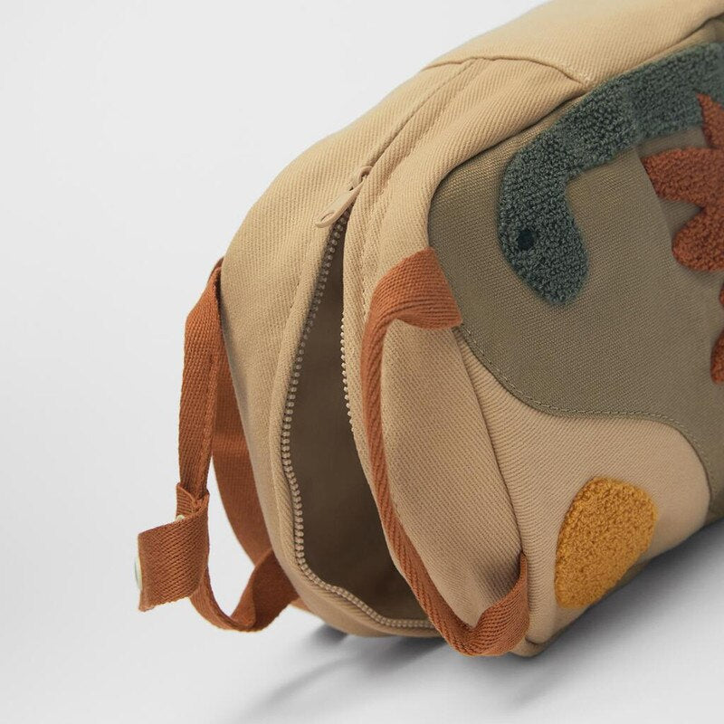 Sun & Long Neck Dinosaur Embroidered Backpack