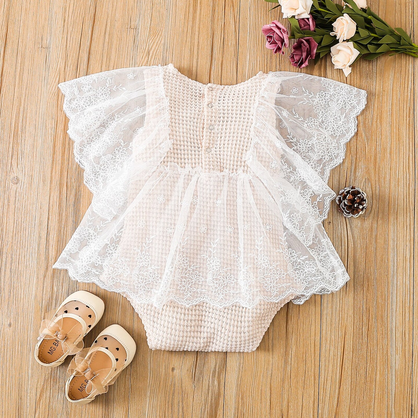 Lace Floral Ruffle Romper