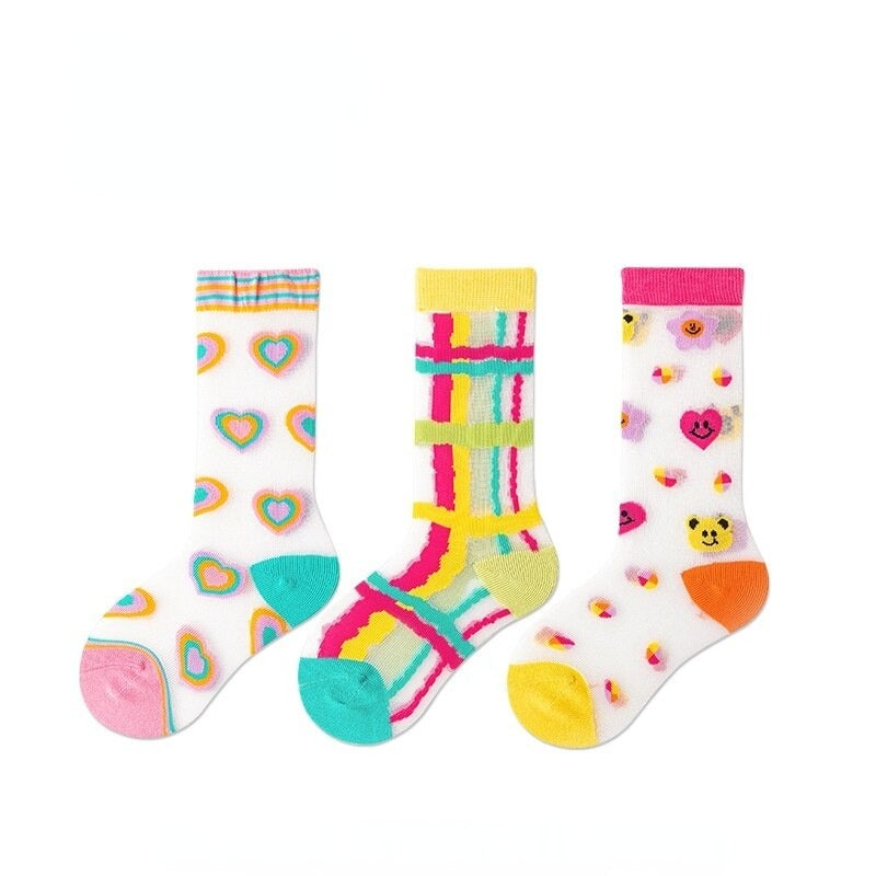 3 Pairs Flower Pattern Socks