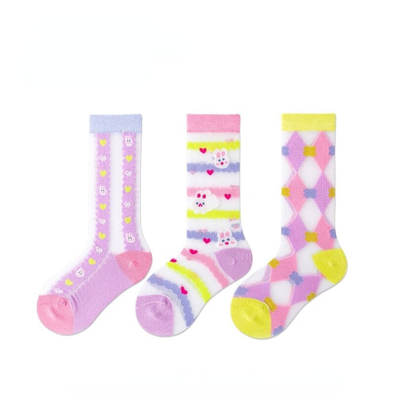 3 Pairs Flower Pattern Socks