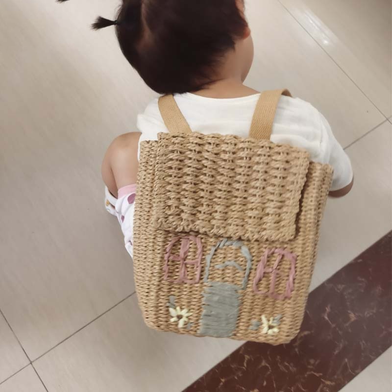 Straw Woven Bag With Hand-Carrying Woven Backpack