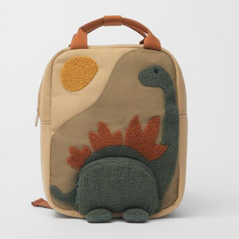 Sun & Long Neck Dinosaur Embroidered Backpack