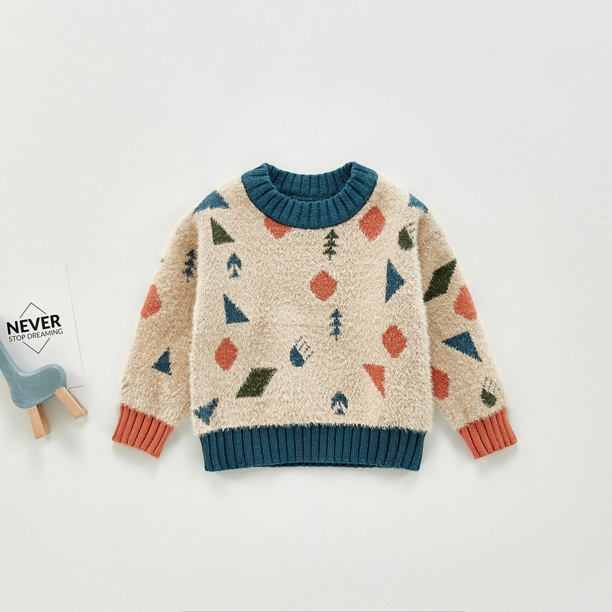 Apricot geometric pattern knit sweater