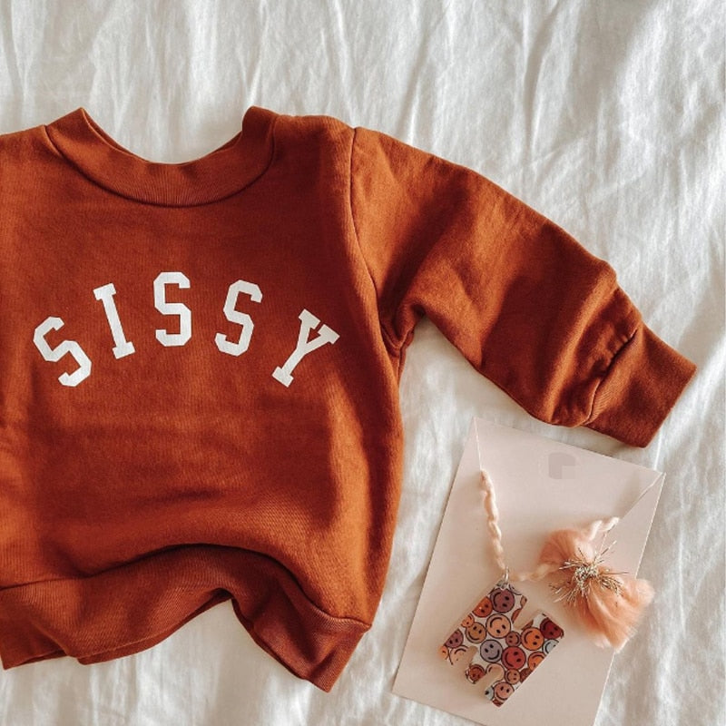 Auburn SISSY letter sweatshirt close-up