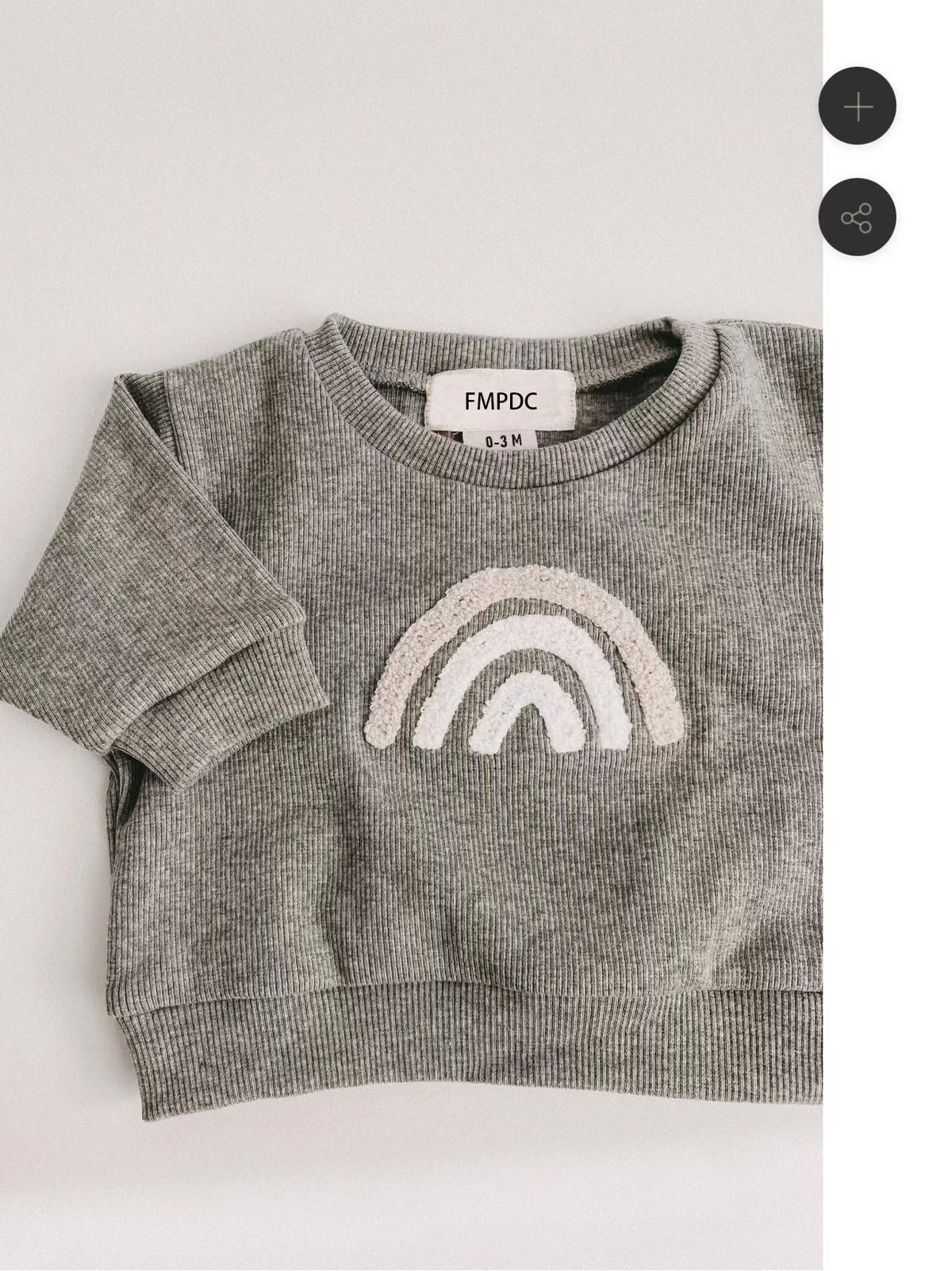 Dark grey baby sweatshirt with rainbow motif