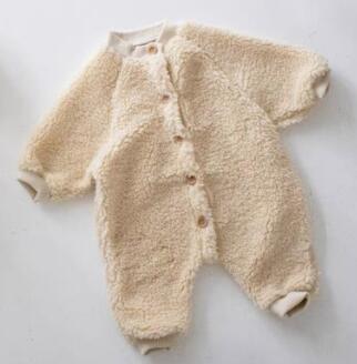 Beige teddy fleece baby romper