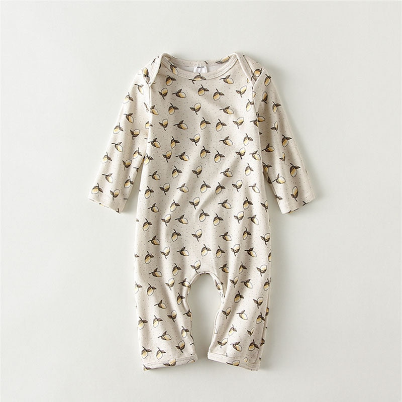 Cream botanical print baby romper