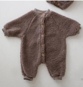 Brown teddy fleece baby romper