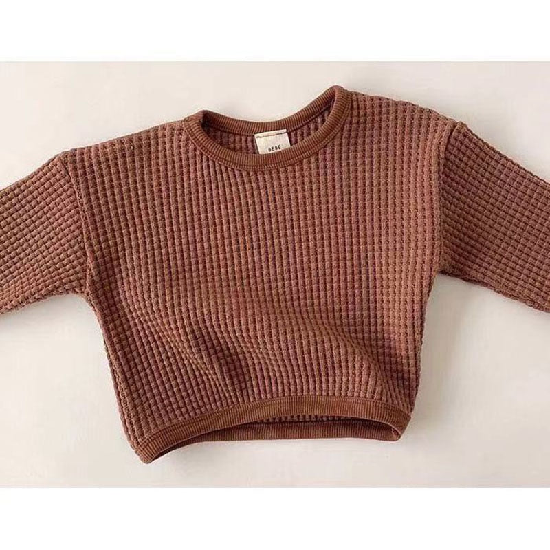 Brown waffle knit baby sweatshirt