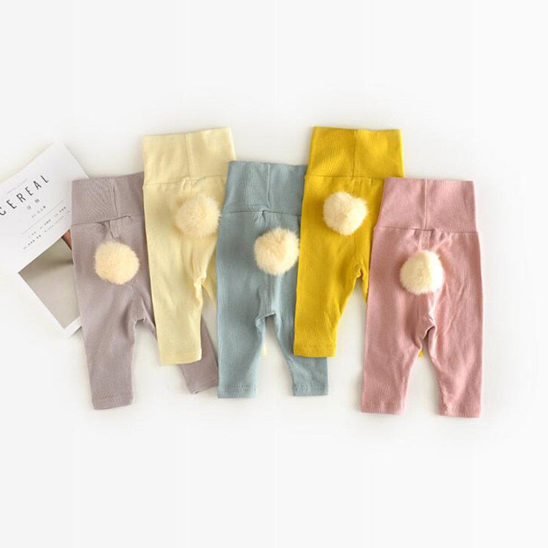 Bunny tail ribbed baby leggings in five colours