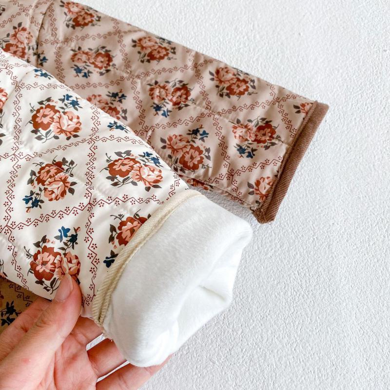 Close-up of fleece-lined cuff on floral jacket