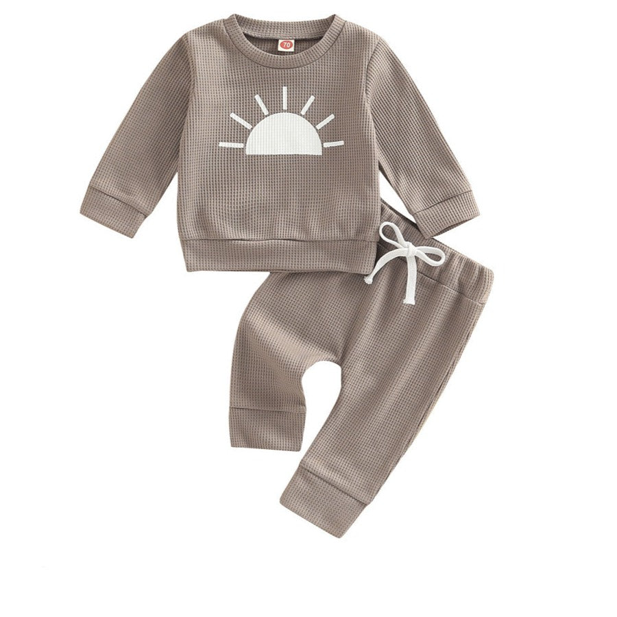 Gray taupe sunshine top and drawstring pants