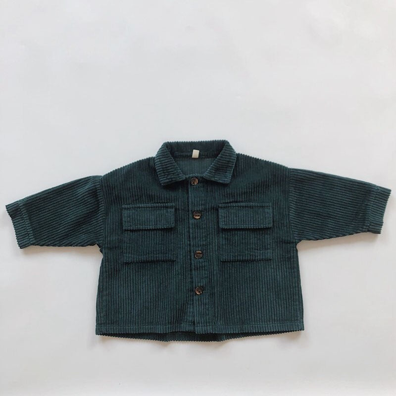 Deep green oversized corduroy shirt jacket