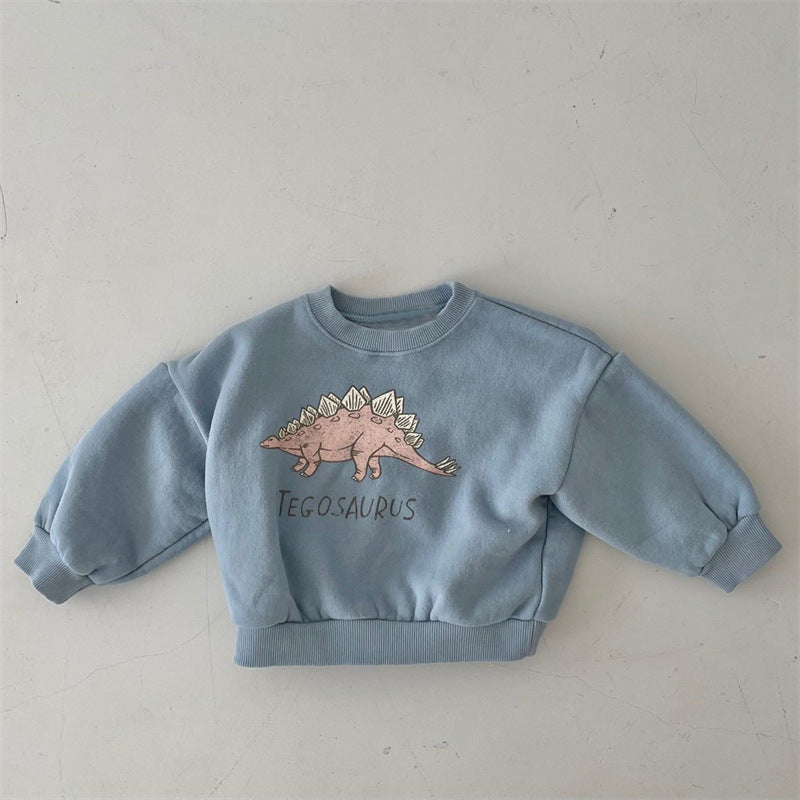 Light blue dinosaur fleece pullover