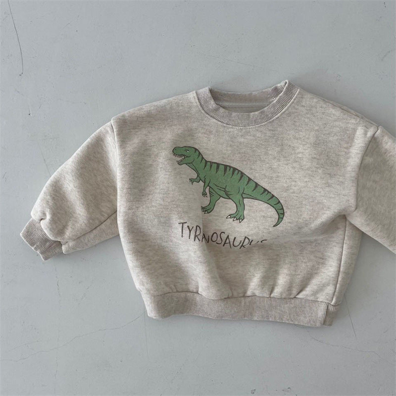 Light grey T-rex fleece pullover