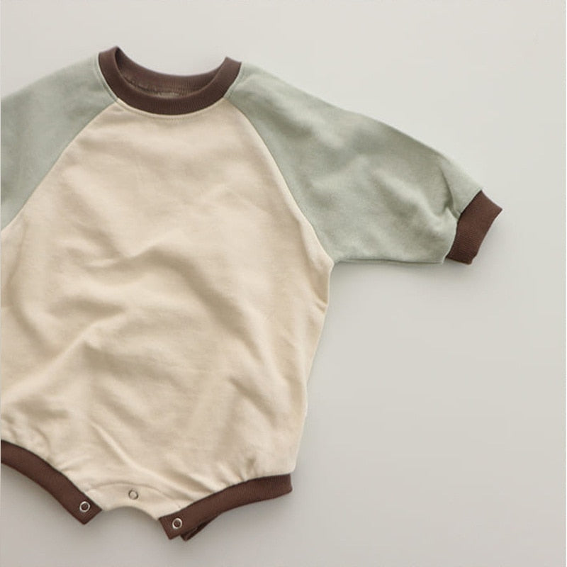 Mint and cream colour block romper